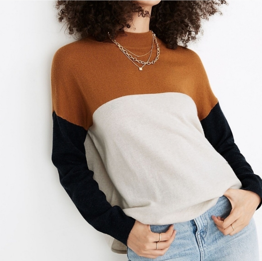 Madewell Colorblock Ashbury Mockneck Sweater